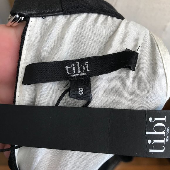 Tibi New York BNWT | Size 8 | Designer Leather Collar Mini Dress Lined - Picture 12 of 12